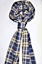 Laden Sie das Bild in den Galerie-Viewer, Kaschmirschal großkariert, blau/beige